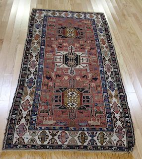 Antique and Finely Hand Woven Caucasian Area Rug.