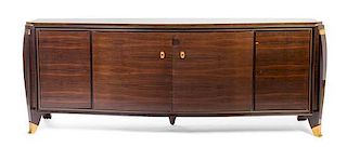 A French Art Deco Macassar Ebony and Gilt Bronze Mounted Sideboard, attributed to Maurice Rinck, Height 38 3/8 x width 99 x dept