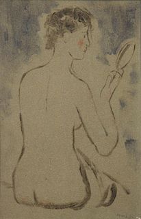 PRUNA, Pedro. Watercolor. Nude with Mirror, 1930.