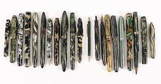 Collection of 21 Vintage Pens, Mostly Green