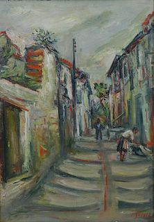 ZUCKER, Jacques. Oil on Canvas. Street Scene.