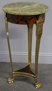 Antique Bronze Framed Stand with Onyx Top.