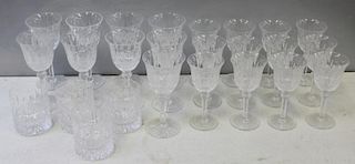 Saint-Louis. 21 Signed Cut Glass Goblets and 4