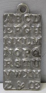 An English Lead Pewter Hornbook Dated 1729