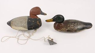 Two Carved Wood & Polychrome Duck Decoys