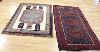 2 Antique and Finely Hand Woven Kazak Style Carpet