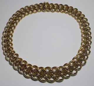 JEWELRY. Italian 18kt Gold Graduated Link Necklace