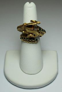 JEWELRY. Ilias Lalaounis 18kt Gold Ram's Head Ring
