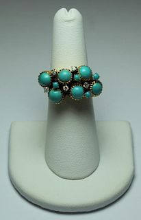 JEWELRY. J. Rossi 18kt Gold, Turquoise and Diamond