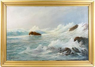 De Korsakoff, "Waves Crashing", Oil on Canvas