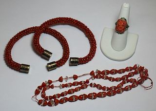 JEWELRY. Grouping of Estate Coral Jewelry.