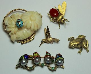 JEWELRY. Whimsical Gold Insect and Animal Jewelry.