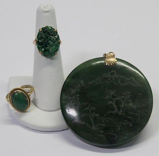 JEWELRY. Assorted Gold, Jade, and Turquoise