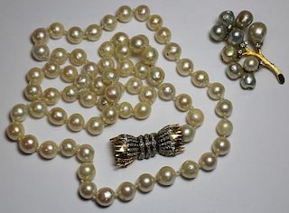 JEWELRY. Gold and Pearl Jewelry Grouping.