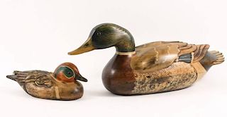 Two Tom Taber Carved & Polychrome Duck Decoys