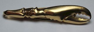 JEWELRY. Cartier 14kt Gold Lobster Claw Tie Bar.