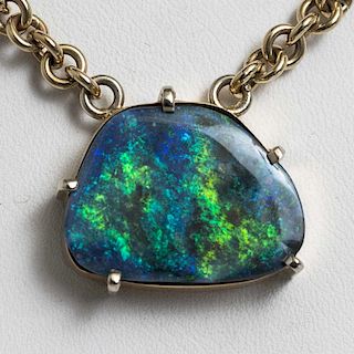 Black Opal 14k Pendant and Chain