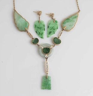 Jade and Diamond Necklace & Earrings
