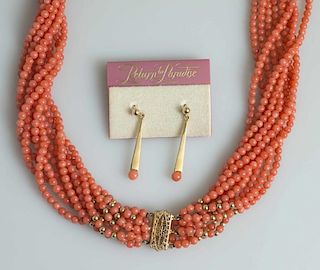 Coral Necklace & Earrings