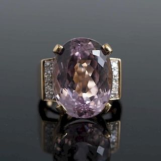 22 ct Kunzite Diamond 14k Ring