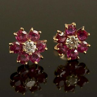 Ruby Diamond 14k Earrings