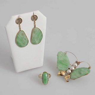 14k Jade, Earrings & Pin