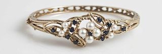 Sapphire Pearl 14k Yellow Gold Bracelet