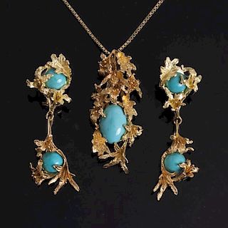 14k Turquoise Jewelry Suite