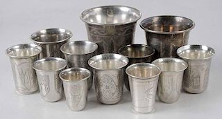 Twelve Russian Silver Cups