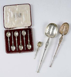 Nine English Silver Anointing Spoons