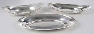 Three Sterling Oval Bowls