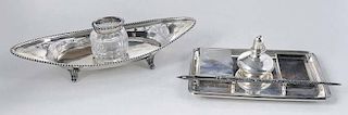 Two English Silver Ink Stands, Pen