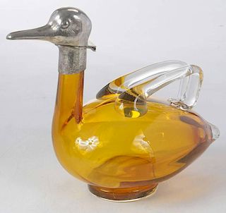 Duck Fork Silver and Glass Ewer