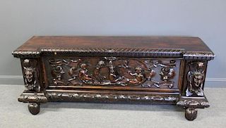Antique Continental Highly Carved Drop Front
