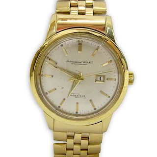 Man's Circa 1960s International Watch Co Ingenieur 18 Karat Yellow Gold Automatic Movement Bracelet Watch with Second Hand an
