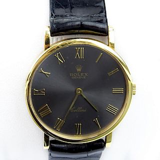 Vintage Rolex Cellini Classic 18 Karat Yellow Gold Watch with Slate Dial and Roman Numeral Hour Markers 5112, Manual Movement