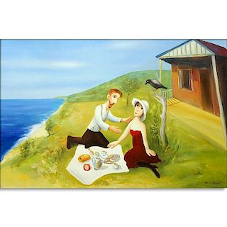 After: Garry Shead, Australian (b. 1942) Oil on canvas "Picnic By The Sea".