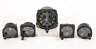Collection of 5 Aviation or Aircraft Clocks