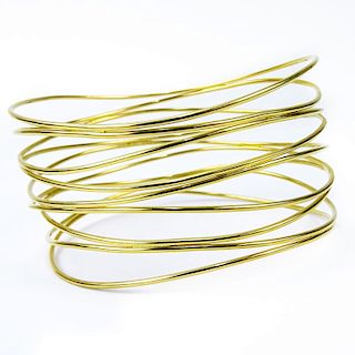 Elsa Peretti Contemporary 14 Karat Yellow Gold Five (5) Row Bangle Bracelet