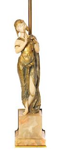 A French Gilt Bronze and Ivory Figure, Rene-Paul Marquet (1875-1939), Height of figure 12 7/8 inches.