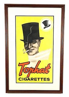 Early 20th C. Tophat Cigarettes Advertising Poster