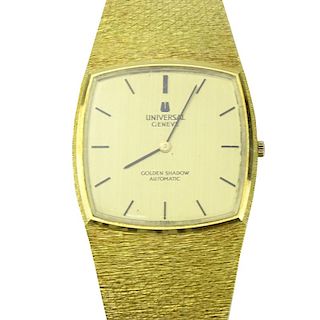 Man's Vintage Universal GenÃ¨ve Golden Shadow Automatic 18 Karat Yellow Gold Bracelet Watch
