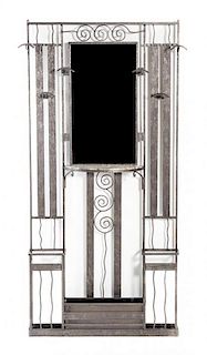 An Art Deco Style Steel Hall Tree, Height 74 x width 35 x depth 5 1/4 inches.