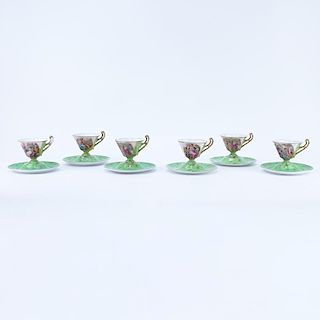 Set of Six (6) Victoria Austria Transferware Porcelain Cups And Saucers