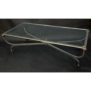 Mid Century Modern Stainless Steel Glass Top Table
