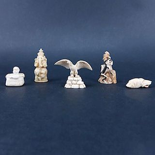 Collection of Five (5) Antique Carved Ivory Figurines