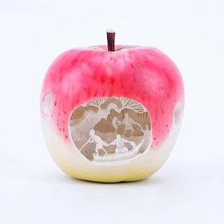 Antique Japanese Carved Ivory and Polychrome Apple