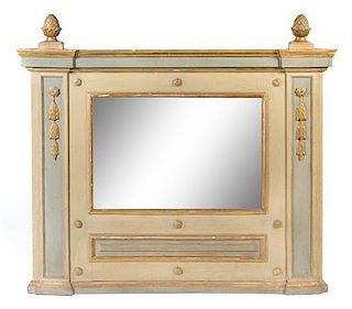An Italian Painted and Gilt Mirror Height 43 1/4 x width 48 inches.