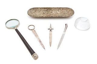 A Group of Decorative Articles Length of magnifying glass 12 5/8 inches.