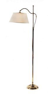 A Brass Bent-Arm Floor Lamp Height overall 61 inches.
